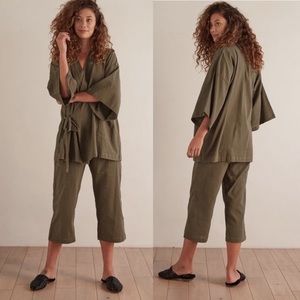 OddBird Sile Cloth Loungewear Pants in Olive